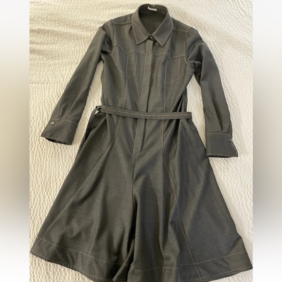 BRUNELLO CUCINELLI Denim Belted Wool Shirtdress in Anthracite $2895 - Picture 8 of 13